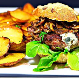 Gorgonzola Cheese Burger with Potato Wedges